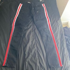 black with red/grey stripe jeans!